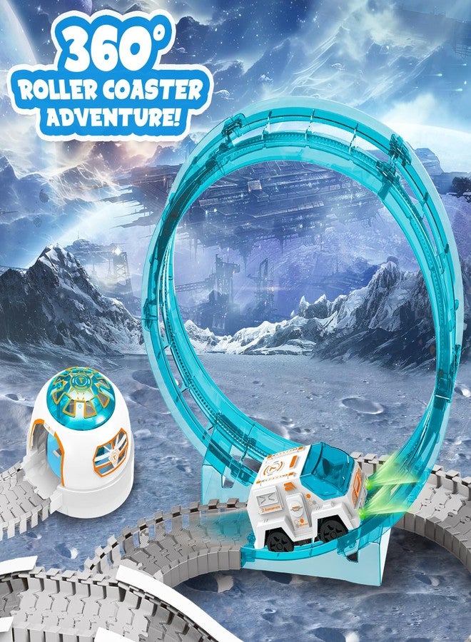 KIZJORYA Construction Race Track, Space Train Track Set, 205 PCS DIY Flexible Tracks Play Set for Boys 4-7 with Light up Space Car Station Astronaut, for Toddlers Kids Girls 3-12 - Image 4